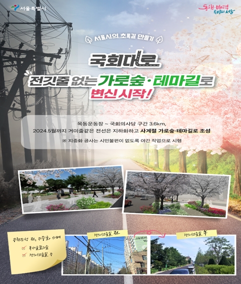 서울시 국회대로, 아름다운 가로숲·테마길로! 공원화 본격 첫 단추