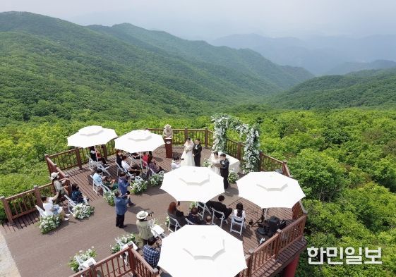 국립공원 친환경 숲속 결혼식 운영 사진(소백산국립공원 연화봉 산상 결혼식)