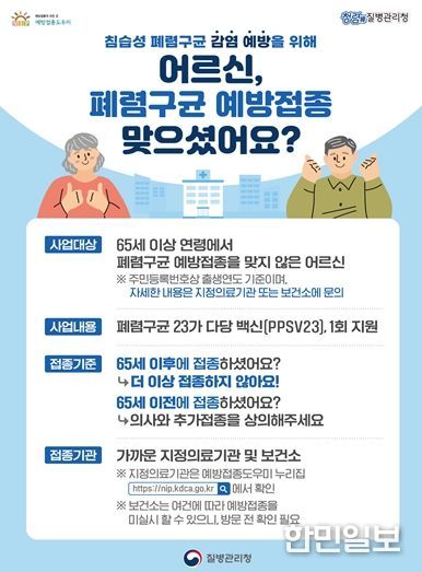 어르신 폐렴구균 국가예방접종 지원사업 홍보 포스터
