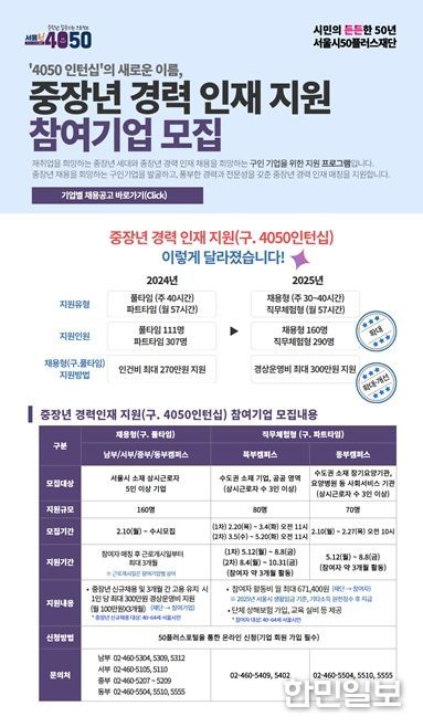 경력인재 지원사업 참여기업 모집 포스터