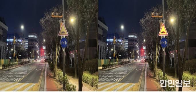 양천구, 어린이보호구역 ‘과속방지턱표지’ LED 교체 전후
