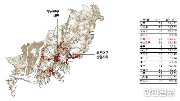부산시 공개공지 분포 현황 (2024년 1월 기준)
