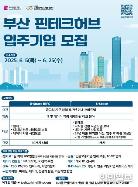 '부산 핀테크 허브' 입주기업 2차 모집