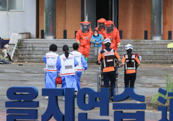 지난 8월24일 기흥구 언남동 경찰대학교 부지에서 국가비상사태 발생에 대비한 ‘2022년 을지연습 도 단위 실제 훈련’이 진행됐다.