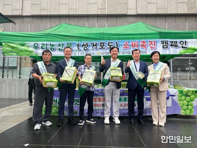 19일 천안시 신부동 아라리오 광장에서 ‘천안시 포도 직거래 판촉 행사’가 열렸다.