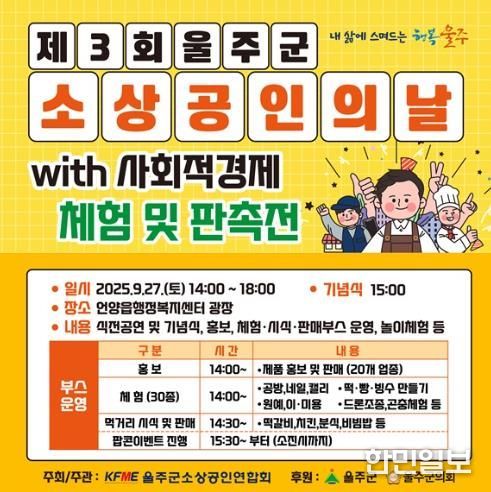 ‘제3회 울주군 소상공인의 날’ 오는 27일 개최