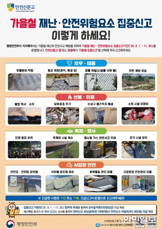 ‘가을철 재난안전 집중신고제’ 운영