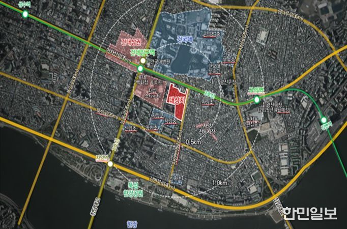 광진구 자양동 227-147번지 일대 (40,798㎡) 위치도