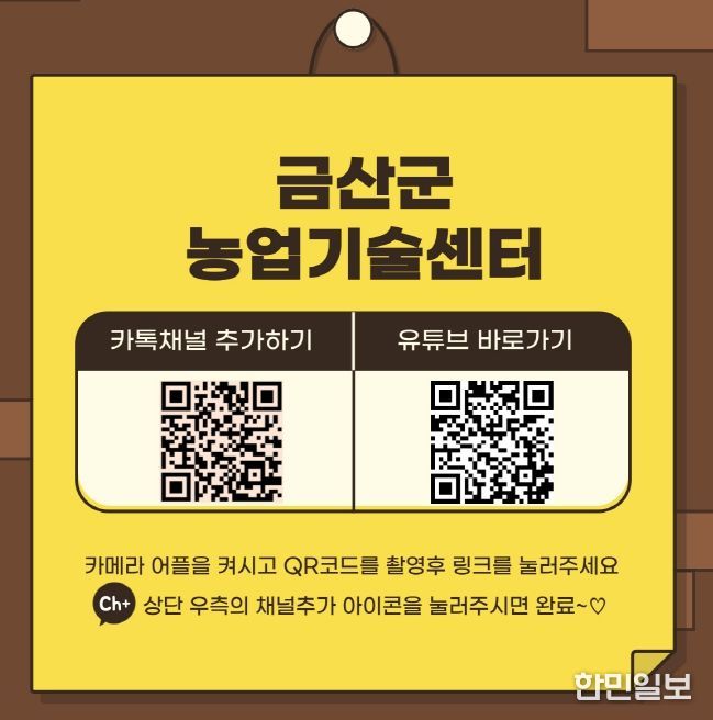 금산군농업기술센터 카카오톡·유튜브 채널 홍보물