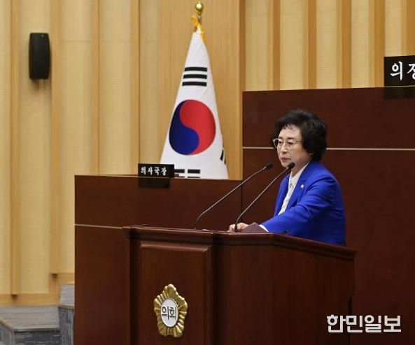 광주 서구의회 고경애 의원이 제334회 임시회 중 본회의에서 발언하고 있다.  (광주 서구의회 제공)