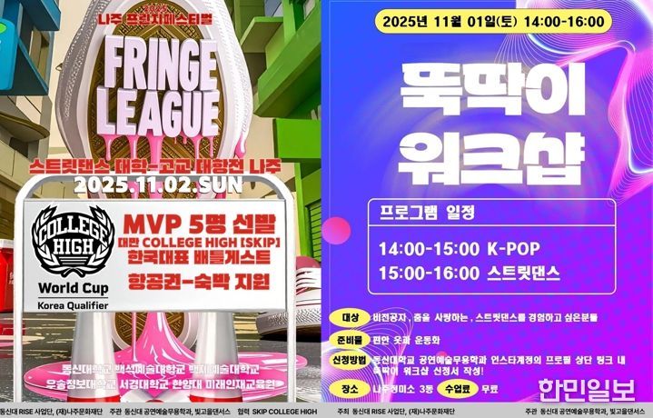 나주문화재단이 오는 11월 1일부터 2일까지 나주정미소에서 ‘2025 나주 프린지 페스티벌 프린지리그’를 개최한다.