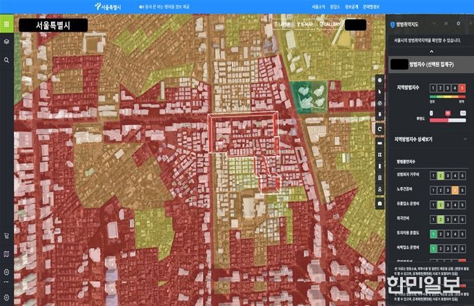 S-Map 방범예측지수 서비스 화면