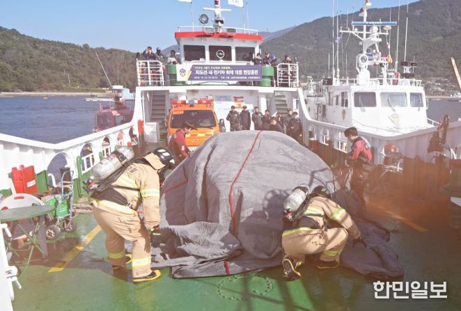 실제 전기차 바데리셀 화재 연출, 전용장비 동원 화재진압 훈련