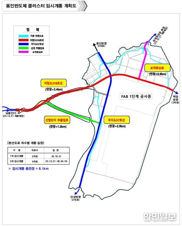 용인반도체 클러스터 임시개통 계획도