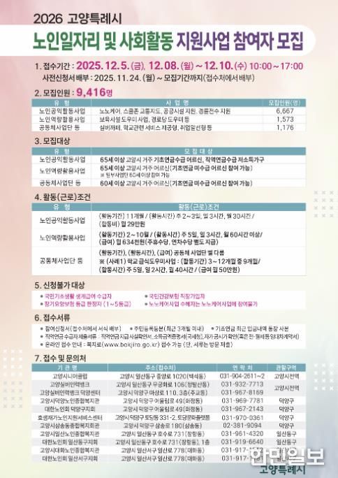 2026년 노인일자리 참여자 모집 홍보물
