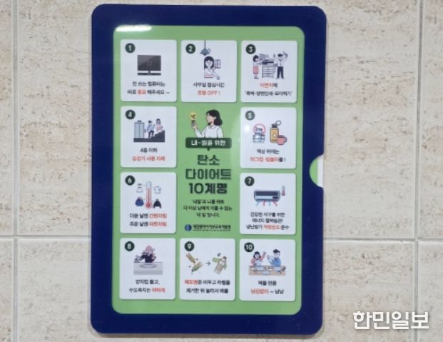 ‘내-일을 위한 탄소 다이어트 10계명’ 홍보물 부착