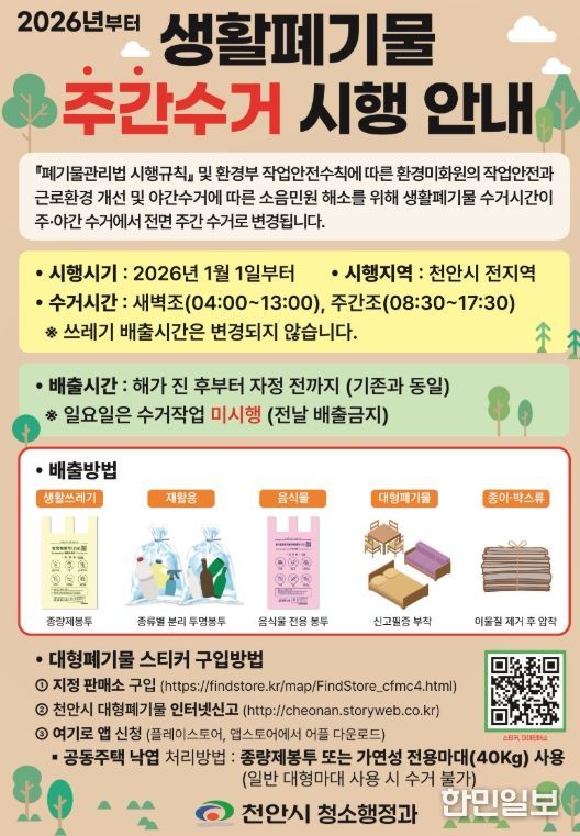 1. 생활폐기물 주간 수거 홍보문.