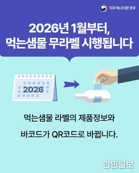 먹는샘물 무라벨 시행 홍보물