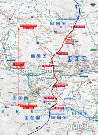 국도58호선 무계-삼계 위치도