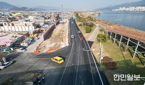 김해시 대동산단 진입도로 확장구간 임시개통
