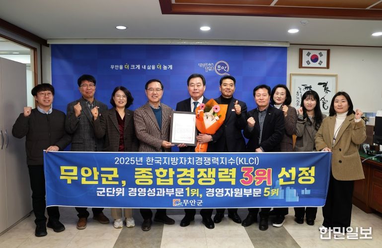 한국지방자치경쟁력지수 군단위 3위에 선정된 무안군은 높은 지역경쟁력을 입증했다.
