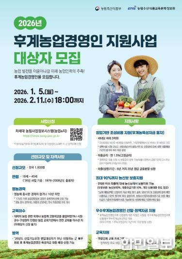 충남도 ‘후계농업경영인 지원사업’ 모집