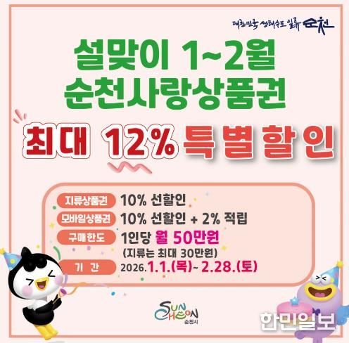 순천사랑상품권 “최대 12% 혜택” 새해 소비 총력전