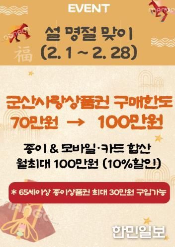 명절 맞아 군산사랑상품권 구매 한도 100만 원 상향