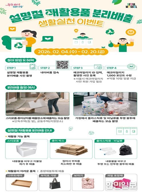 '설명절 재활용품 분리배출 생활실천 캠페인' 안내문