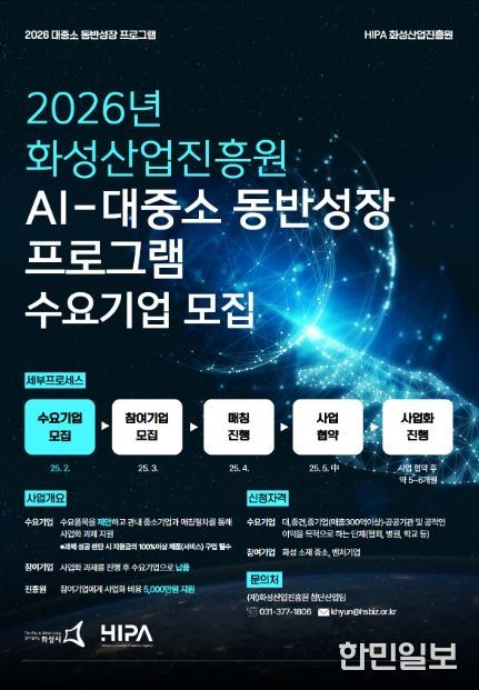 화성산업진흥원, ‘2026년 AI-대중소 동반성장 프로그램’ 수요기업 모집