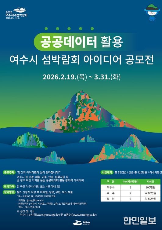 ‘공공데이터 활용 여수시 섬박람회 아이디어 공모전’ 포스터