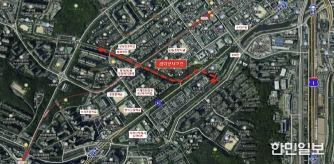 수지구 정평천 일원 산책 정비공사 위치도