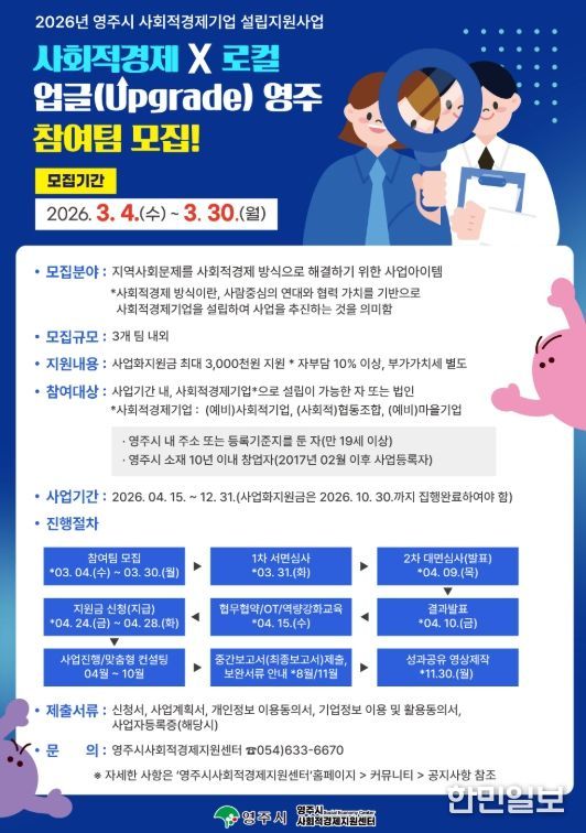 영주형 사회적경제 스타트업 발굴 나선다