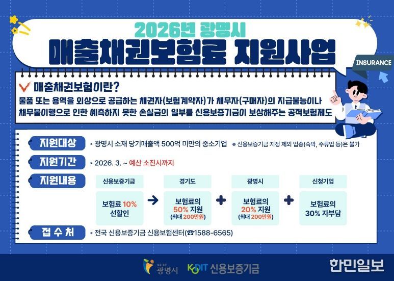 2026년 광명시, 매출채권보험료 지원사업 안내문