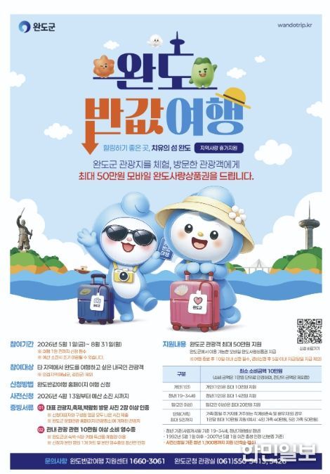 '완도 여행 반값으로!' 지역 사랑 휴가 지원제 시행