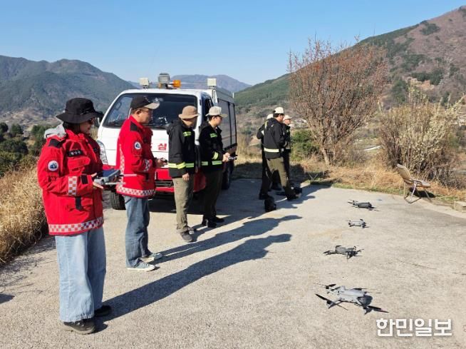 함양군, 유관기관 합동 산불 드론 순찰 실시