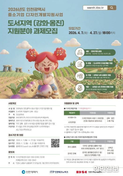 ‘2026 도서지역(강화⋅옹진) 중소기업 디자인개발지원’ 참여기업 모집