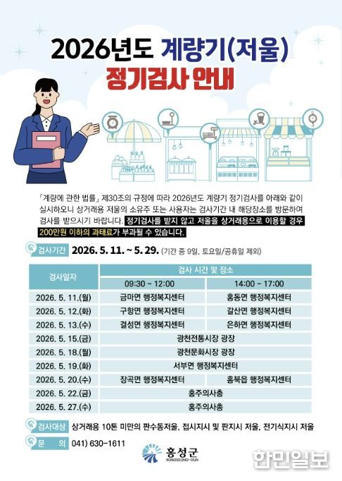 홍성군, 상거래용 계량기 정기검사 실시